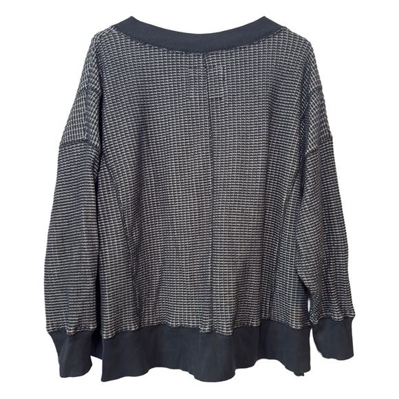 AE American Eagle Big Hug V-Neck Waffle Navy Sweater/Sweatshirt Women's Small - Picture 4 of 7